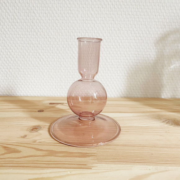 Kandelaar glas - “Soft pink” - Droogbloemen - Het Muurbloempje