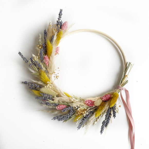 Droogbloemen krans “Colourfull lavender” - Droogbloemen - Het Muurbloempje
