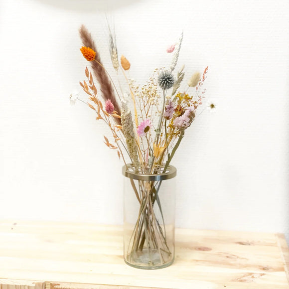 Droogbloemen boeket & vaas “Flower happiness” - Droogbloemen - Het Muurbloempje